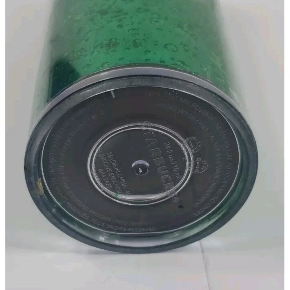 Starbucks Venti Cold Cup Tumbler 24oz Green Bubble Water Drop Acrylic W/ Straw‎